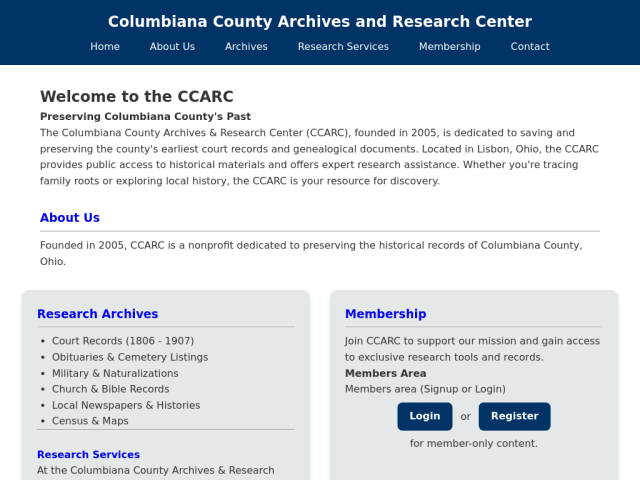CCARC website screenshot