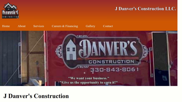J Danver's Construction website screenshot