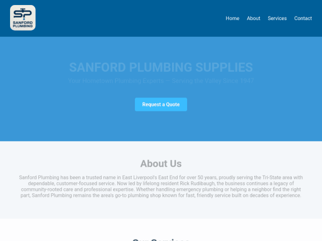 Sanford Plumbing Supplies website screenshot
